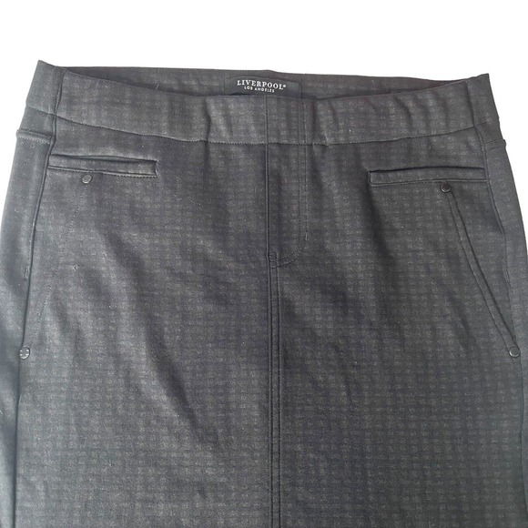 Liverpool Pencil Skirt‎ Womens Sz 10/30 Gray Plaid Pockets Stretch Elastic Waist - Picture 4 of 10
